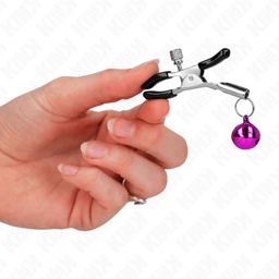 Kink – goldfarbene Nippelklemme mit einzelnem Glöckchen, 6 cm – Lila, Ansicht 9