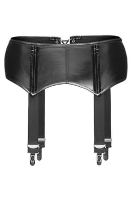 Noir Handmade F034 Strumpfhaltergürtel aus schwarzem Wetlook, Gesamtansicht