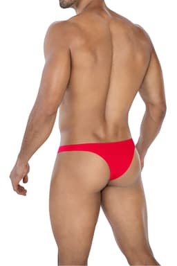 Cut4Men Capri Brief in Rot, Rückenansicht mit Blick auf den Zuschnitt