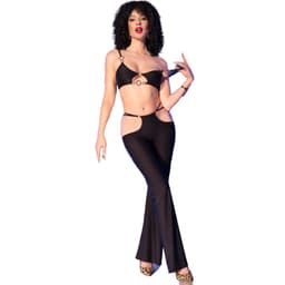 Chilirose Set in Schwarz mit Top und Leggings, Rückansicht mit Verschluss im Detail