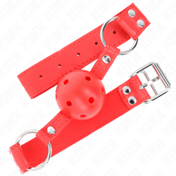 Kink Ballknebel mit hohler Hartkugel in Rot, Kugel in der Detailaufnahme