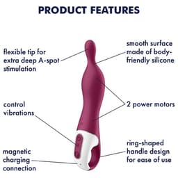 Verpackung des Satisfyer A-Mazing 1 A-Punkt-Vibrators in natürlichem Licht fotografiert