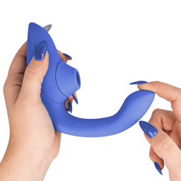 Womanizer Blend Rabbit-Vibrator mit Pleasure Air, Bedienknöpfe für beide Motoren im Detail