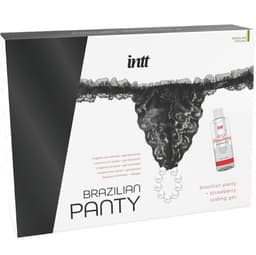 Intt Brazilian Panty Black mit Perlenring, Gesamtansicht des Höschens
