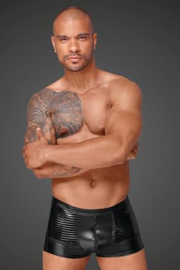 Noir Handmade Boxershorts in schwarz, Rückansicht mit Verschlussdetail