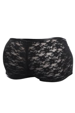 Cut4Men Boxershorts (Trunk) aus Spitze in Schwarz, Detailansicht des blickdichten Innenfutters