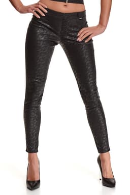 Demoniq Black Rose Constanza – Leggings mit Musterdetail in schwarz, Gesamtansicht von vorne