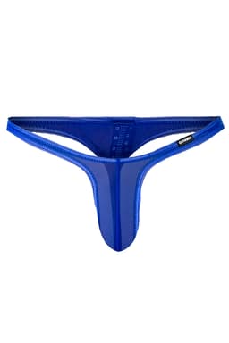 Cut4Men Micro Thong Netz Slip in Blau, Rückansicht mit erkennbaren Schnittdetails