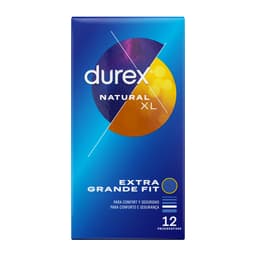 Durex Natural XL Kondome, Rückseite der Packung mit Maß- und Sicherheitsangaben