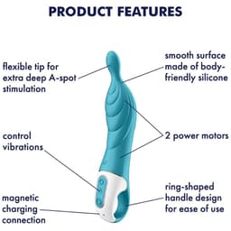 Verpackung des Satisfyer A-Mazing 2 Vibrators in scharfer Nahaufnahme