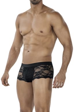 Cut4Men Lacey Trunk Shorts in Schwarz, komplette Gesamtansicht von vorne