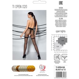 Passion Tiopen 020 Ouvert-Strumpfhose in Schwarz, seitliche Ansicht mit Blick auf den Hüftverlauf