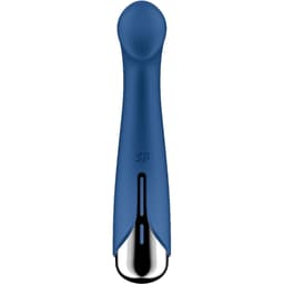 Satisfyer Spinning G-Spot 1 Vibrator in Blau, Gesamtansicht in natürlichem Licht fotografiert