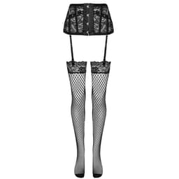 Livco Corsetti Jelly Netzstrümpfe mit floraler Spitze am Rand, Detailaufnahme