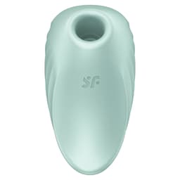 Satisfyer Pearl Diver Klitoris-Stimulator aus medizinischem Silikon seitlich mit gerippter Oberfläche im Detail