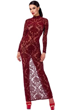 Noir Handmade Kink Royal Flockkleid, Rückenansicht mit offenem Rücken