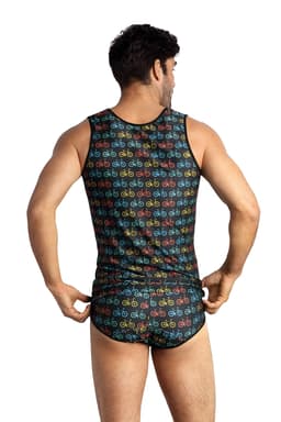 Anais for Men Tank Top, Nahaufnahme des bunten Fahrrad-Musters