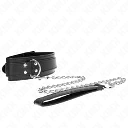 Kink Halsband mit silbernen Schnallen und Leine, Schnallenverschluss und Verstellbereich im Detail