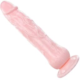 Baile Vibrator mit Squirt-Funktion von der Seite fotografiert, Detailaufnahme der geäderten Oberfläche