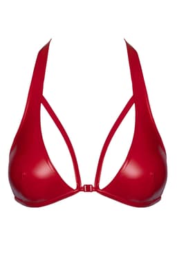 Noir Handmade Statement Bralette in Rot, Rückansicht mit erkennbaren Schnittdetails