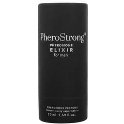 PheroStrong Pheromone Elixir for Men in der 2-ml-Probiergröße neben dem Flakon