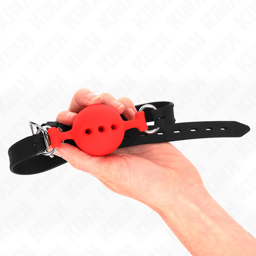 Kink Ballknebel aus Vollsilikon in Größe M in Rot, Kugel in der Detailaufnahme