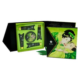 Shunga Bio-Grüntee-Set, Detailansicht von Massageöl und Gleitmittel
