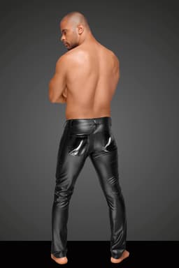 Noir Handmade Herrenhose in schwarz, Nahaufnahme des Materials 80 % Polyamid