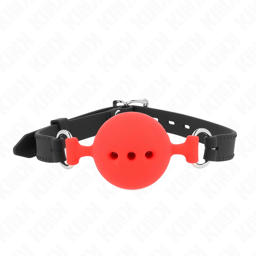 Kink – Ballknebel aus Vollsilikon, Kugel 4 cm – Rot / L (2 cm), Ansicht 11