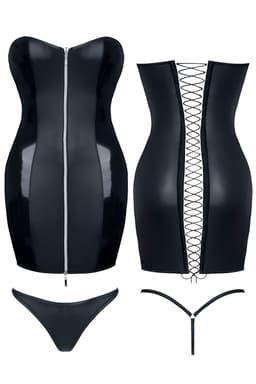 Demoniq Greta Minikleid in schwarz, am Model getragen, Frontansicht