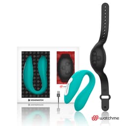 Wearwatch WatchMe Vibrator in Aquamarin und Schwarz (Jet), Gesamtansicht mit Fernbedienung
