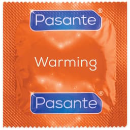 Pasante Warming gerippte Kondome mit Wärmeeffekt, Beutel mit 144 Stück in der Gesamtansicht