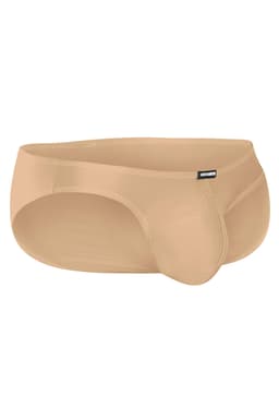 Cut4Men Micro-Slip aus Mikrofaser in Sandgold, Detailansicht des gummierten Logos