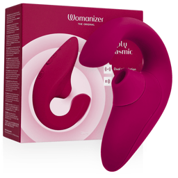 Womanizer Blend Rabbit-Vibrator mit Pleasure Air, in der Farbvariante Blau, Gesamtansicht von vorn