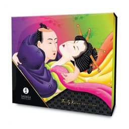 Shunga Fruity Kisses Kit, alle Komponenten nebeneinander in Studioqualität fotografiert