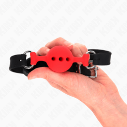 Kink Ballknebel aus Vollsilikon in Größe S in Rot, Kugel in der Detailaufnahme