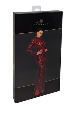 Noir Handmade Kink Royal Flockkleid, Nahaufnahme des samtartigen Flocktüll-Musters
