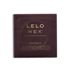 LELO HEX Respect XL Kondome, Rückseite der Packung mit Maßangaben