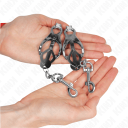 Haken der Kink Kleeblatt-Nippelklemmen im Detail, Aufhängung für Gewichte