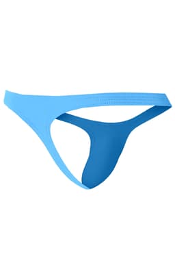 Cut4Men Micro Thong Slip in Blau, am Körper getragen zur Veranschaulichung der Passform