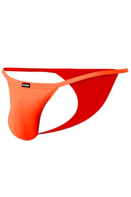 Cut4Men Tanga Kini in Orange, Detailansicht des gummierten Logos am Bund