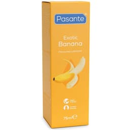Pasante – Wasserbasiertes Gleitgel mit Geschmack Banane, Etikett mit Produktangaben im Detail