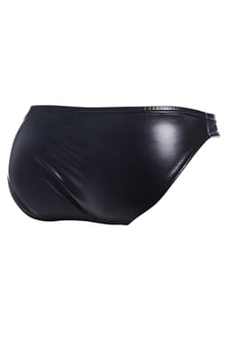 Cut4Men Wetlook-Slip in Schwarz, Detailaufnahme des knappen Schnitts