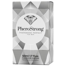 PheroStrong Perfect Pheromon-Parfum für Männer, Flakon neben der Faltschachtel