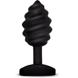 G-Vibe Gplug Twist Analvibrator in Schwarz mit gedrehter Rippenform, Gesamtansicht