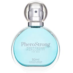 PheroStrong Popularity Pheromon-Parfum für Männer, Flakon von der Seite mit Sprühkopf
