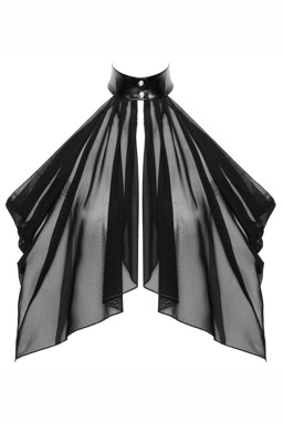 Noir Handmade Tüll-Bolero in Schwarz, Detailaufnahme des feinen, transparenten Netzmaterials