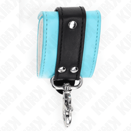 Innenseite der Kink Handgelenkfesseln in Schwarz/Blau mit weichem Futter im Detail