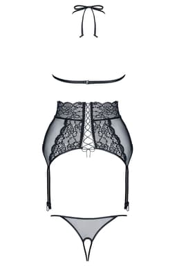 Demoniq Vanda Dessous-Set in schwarz, Detailansicht des Verschlusses