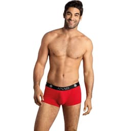 Anais Men Soul Boxershorts in Rot mit schwarzem Kontrastrand, Gesamtansicht vorne